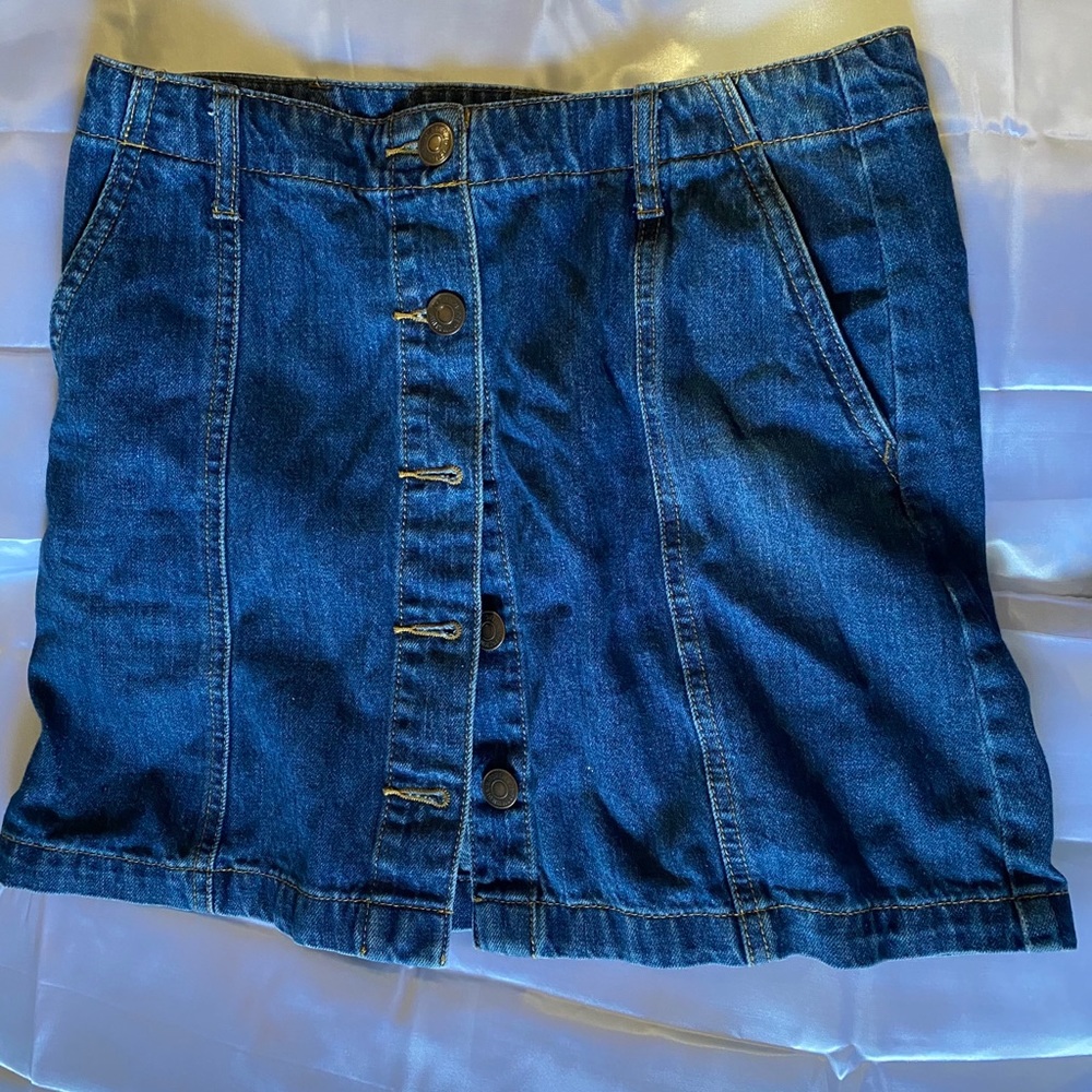 F21 Denim Button Down Skirt